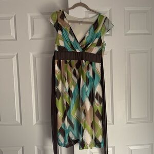Brown, Green, and Blue Flowy Dress